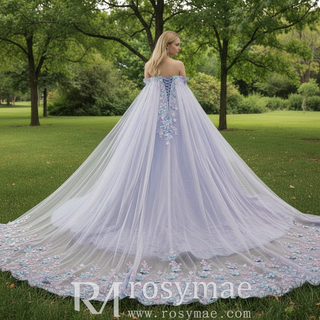 Elegant Ball Gown Quinceanera Dresses Lilac and Blue With Cape