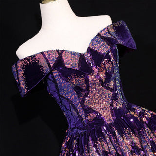 Purple Sequins Off The Shoulder Ball Gown Quinceanera Dresses - Rosymae