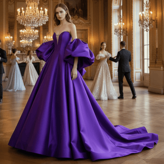 Purple Wedding Dress For Modern Romantic Bride Puffy Sleeve - Rosymae