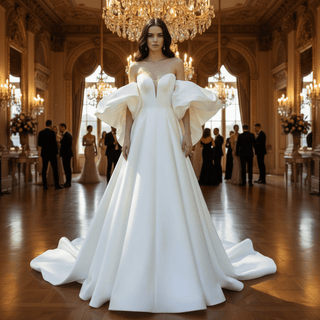 Purple Wedding Dress For Modern Romantic Bride Puffy Sleeve - Rosymae