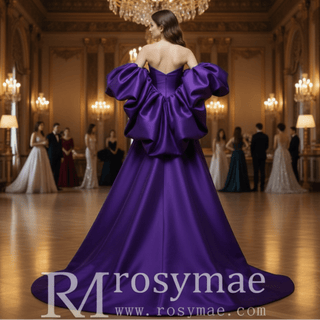 Purple Wedding Dress For Modern Romantic Bride Puffy Sleeve - Rosymae