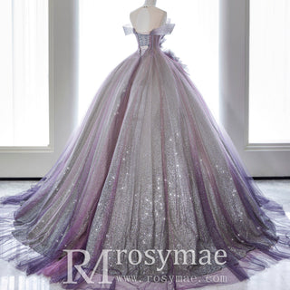 Sparkly Ball Gown Purple Wedding Dress Quinceanera Dresses