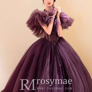 Boho Off the Shoulder Purple Wedding Dress for Women