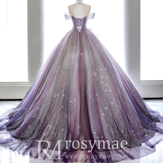 Sparkly Ball Gown Purple Wedding Dress Quinceanera Dresses