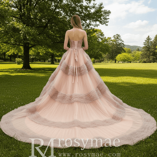 Quinceanera Celebrity Dress Tulle Sweet 16 Ball Gown Wedding Dress - Rosymae