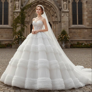 Quinceanera Celebrity Dress Tulle Sweet 16 Ball Gown Wedding Dress - Rosymae