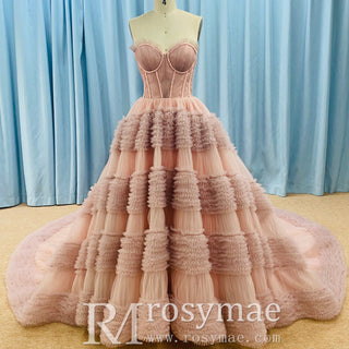 Quinceanera Celebrity Dress Tulle Sweet 16 Ball Gown Wedding Dress - Rosymae