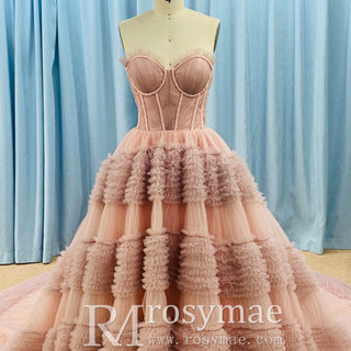 Quinceanera Celebrity Dress Tulle Sweet 16 Ball Gown Wedding Dress - Rosymae