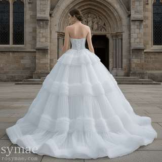 Quinceanera Celebrity Dress Tulle Sweet 16 Ball Gown Wedding Dress - Rosymae