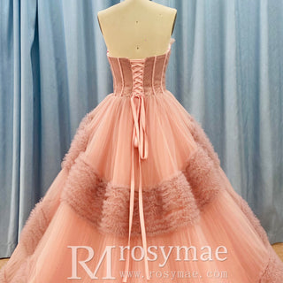 Quinceanera Celebrity Dress Tulle Sweet 16 Ball Gown Wedding Dress - Rosymae