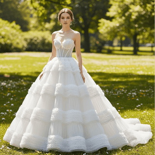 Quinceanera Celebrity Dress Tulle Sweet 16 Ball Gown Wedding Dress - Rosymae
