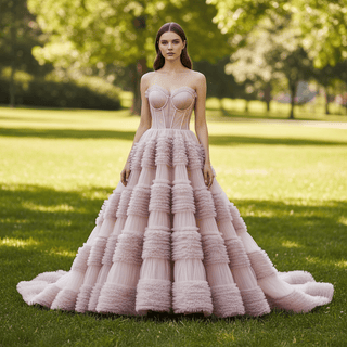 Quinceanera Celebrity Dress Tulle Sweet 16 Ball Gown Wedding Dress - Rosymae