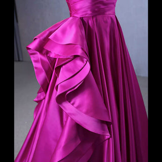 Quinceanera Gown Ruffle Long Evening Party Dress with Asymmetrical Neck - Rosymae