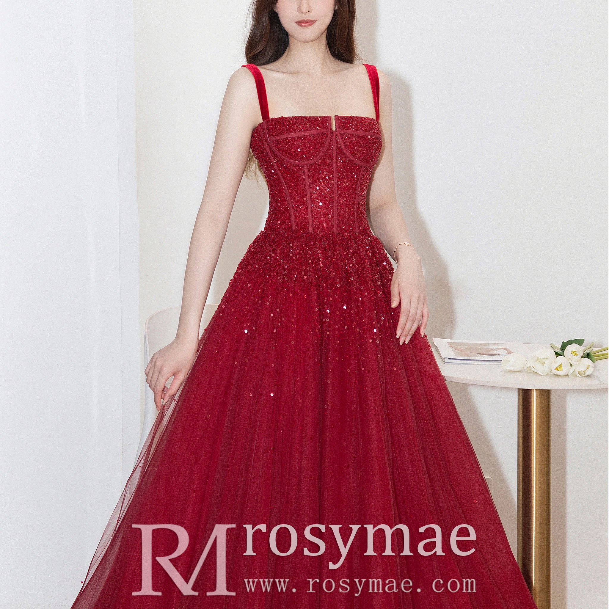 classic formal dresses Red Classic Formal Evening Dresses Party Gowns with Strappy Crimson / 18