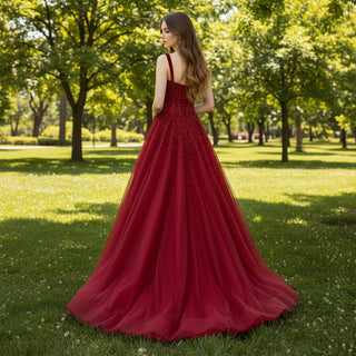Red Classic Formal Evening Dresses Party Gowns with Strappy Crimson / 18 Red Classic Formal Evening Dresses Party Gowns with Strappy Crimson / 18