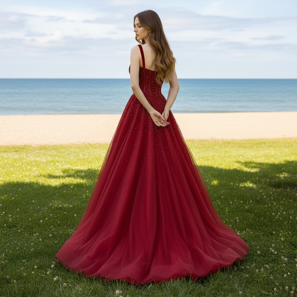 Red Classic Formal Evening Dresses Party Gowns with Strappy Crimson / 18 Red Classic Formal Evening Dresses Party Gowns with Strappy Crimson / 18