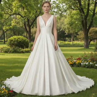 Simple Off Shoulder Red Wedding Dress with Vneck