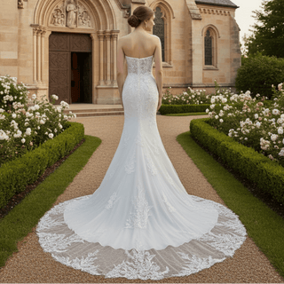 Romantic And Floral Mermaid Wedding Dress With Slit - Rosymae