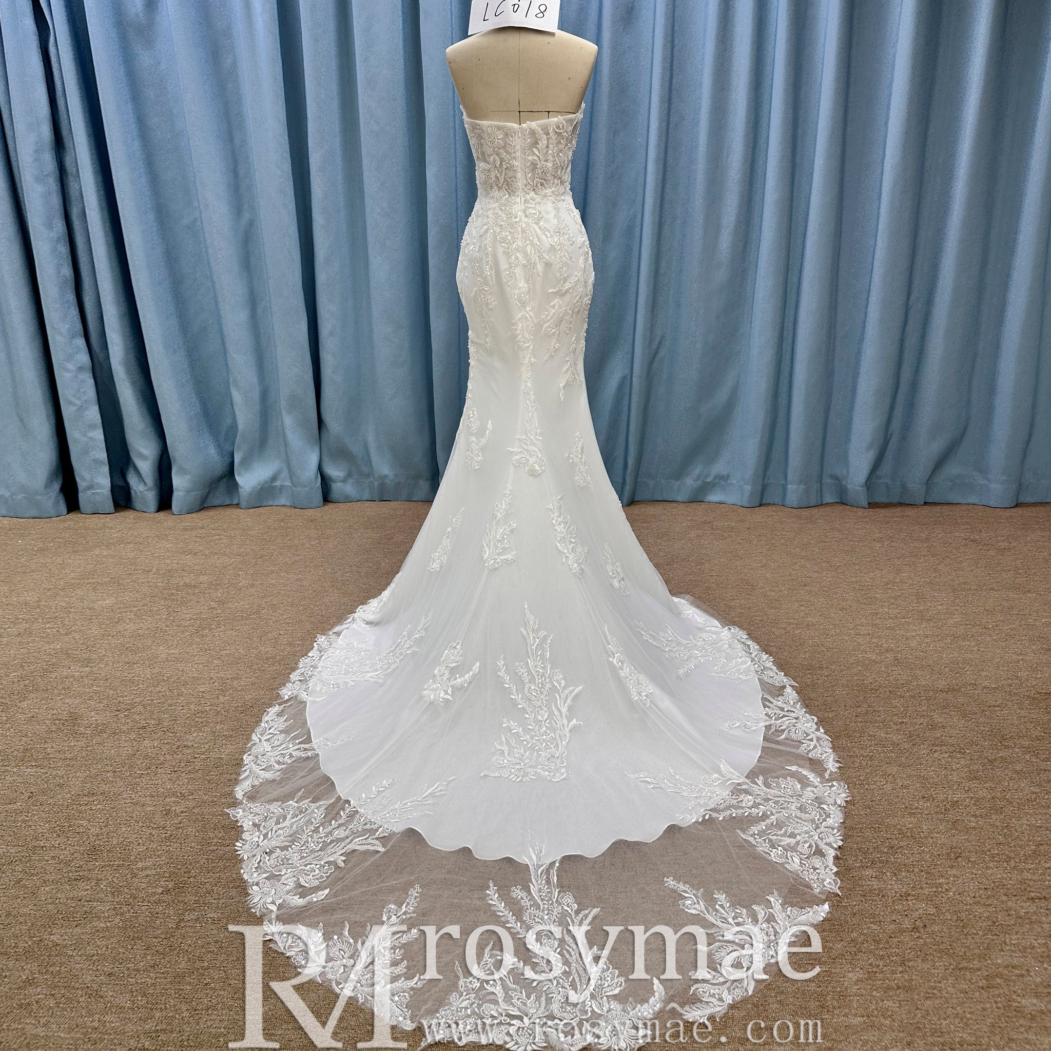 Romantic And Floral Mermaid Wedding Dress With Slit - Rosymae