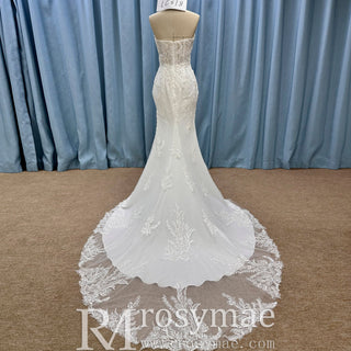 Romantic And Floral Mermaid Wedding Dress With Slit - Rosymae