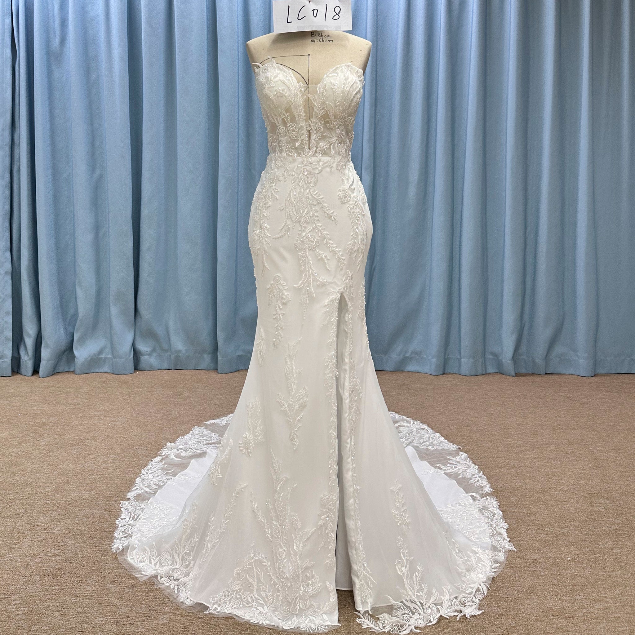 Romantic And Floral Mermaid Wedding Dress With Slit - Rosymae