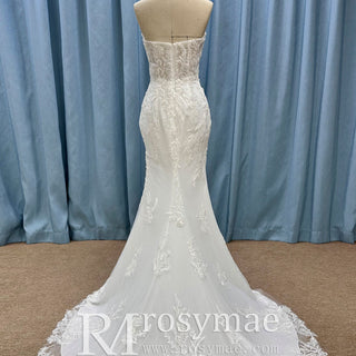 Romantic And Floral Mermaid Wedding Dress With Slit - Rosymae