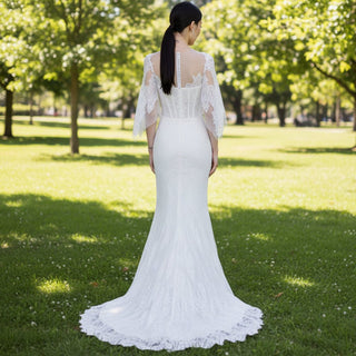 Romantic Bohemian Lace Wedding Dresses with Long Sleeve - Rosymae