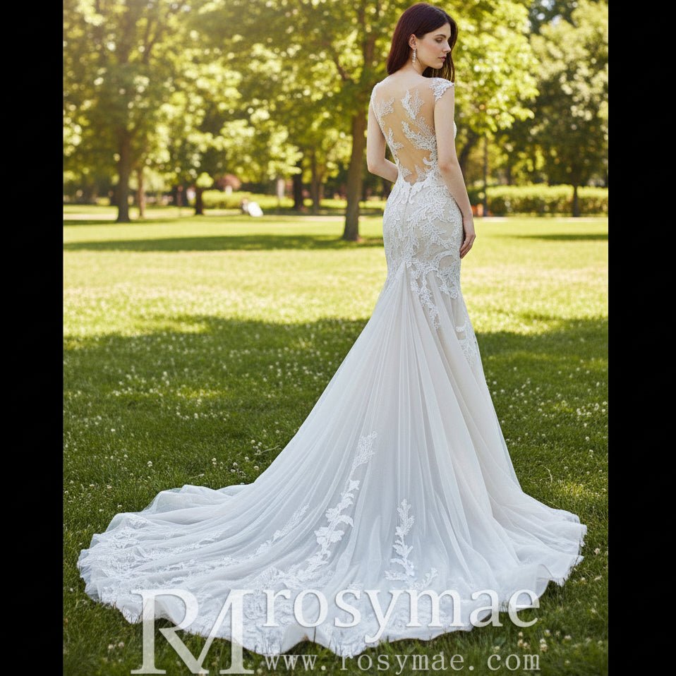 Romantic Fit and Flare Wedding Dress with Sleeves - Rosymae