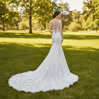 Romantic Fit and Flare Wedding Dress with Sleeves - Rosymae