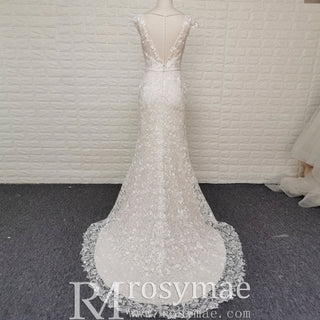Romantic Floral Lace Mermaid Wedding Dresses for Elegant & Fitted Bride - Rosymae