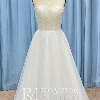 Romantic Glitter Tulle A Line Wedding Dress with Sweetheart Neckline - Rosymae