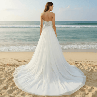 Romantic Glitter Tulle A Line Wedding Dress with Sweetheart Neckline - Rosymae
