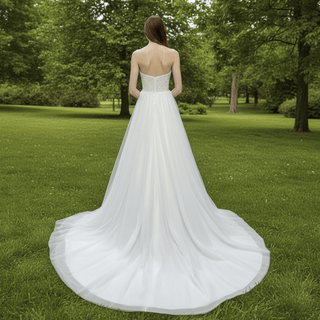 Romantic Glitter Tulle A Line Wedding Dress with Sweetheart Neckline - Rosymae