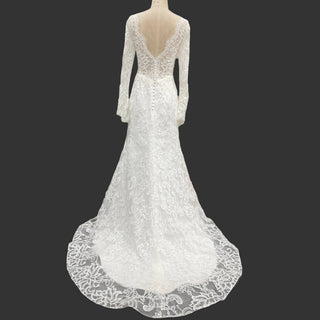 Romantic Mermaid Lace Princess Wedding Dresses with Long Sheer Sleeves - Rosymae