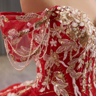 Romantic Princess Red Quinceanera Dresses off Shoulder Ball Gown - Rosymae