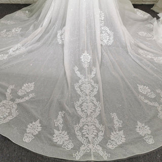 Romantic Sparkly A Line Mesh Wedding Dress with Sweetheart Neckline - Rosymae