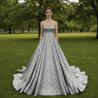 Romantic Strapless Floral Print Wedding Dresses & Gowns with A-line - Rosymae