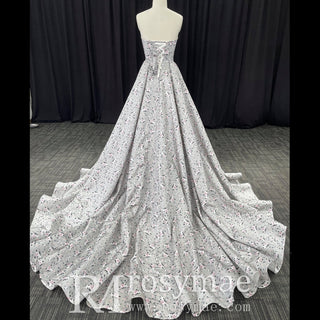 Romantic Strapless Floral Print Wedding Dresses & Gowns with A-line - Rosymae