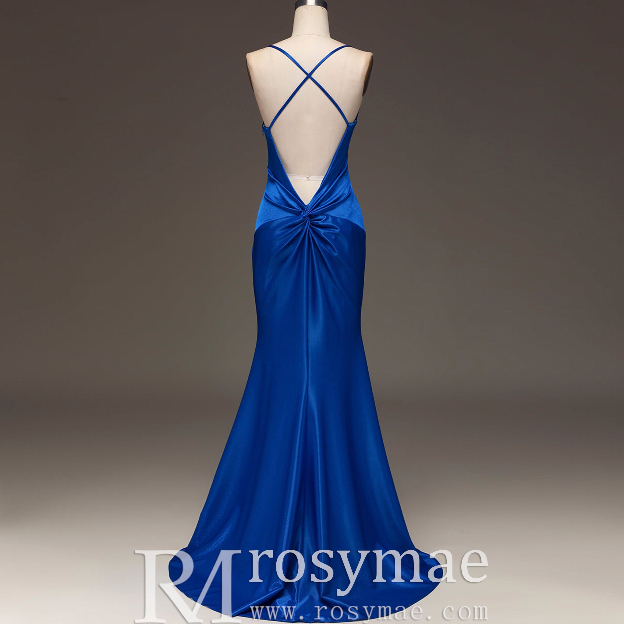 Sleek Mermaid Satin Bridesmaid Dress Prom Gown with Spaghetti Straps Rosymae Sleek Mermaid Satin Bridesmaid Dress Prom Gown with Spaghetti Straps Rosymae