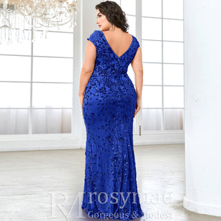 Sparkly Sequined Plus Size Mermaid Long Mother of the Bride Dress