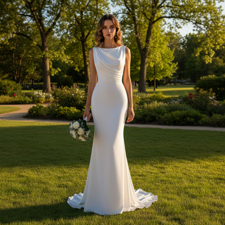Open Back Backless Simpler Mermaid Wedding Dress