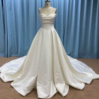Elegant Light Champagne Satin Wedding Dresses & Gowns with Vneck Champagne / 24W Elegant Light Champagne Satin Wedding Dresses & Gowns with Vneck Champagne / 24W