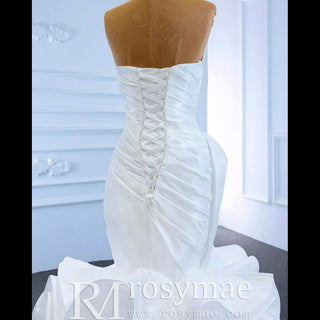Ruched Strapless Vneck Mermaid Wedding Dress with Ruffle Skirt - Rosymae