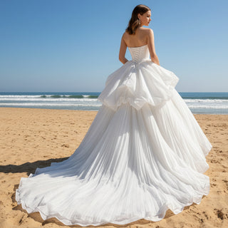 Ruffled & Tiered Skirt Ball Gown Style Wedding Dresses White / 6 Ruffled & Tiered Skirt Ball Gown Style Wedding Dresses White / 6