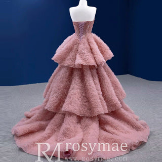 Ruffle Formal Prom Dress Layered Pageant Gown Wedding Dress - Rosymae