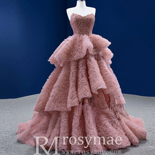 Ruffle Formal Prom Dress Layered Pageant Gown Wedding Dress - Rosymae