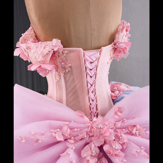 Ruffle Off the Shoulder Big Skirt 15 16 Quinceanera Dresses with Bowknot - Rosymae