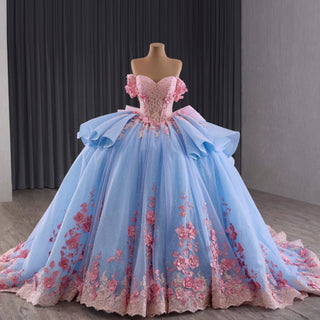 Ruffle Off the Shoulder Big Skirt 15 16 Quinceanera Dresses with Bowknot - Rosymae
