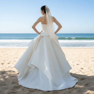 Ruffle-trimmed Strapless Satin Wedding Dresses for Brides - Rosymae