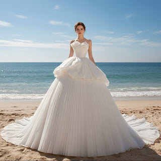 Ruffled & Tiered Skirt Ball Gown Style Wedding Dresses - Rosymae